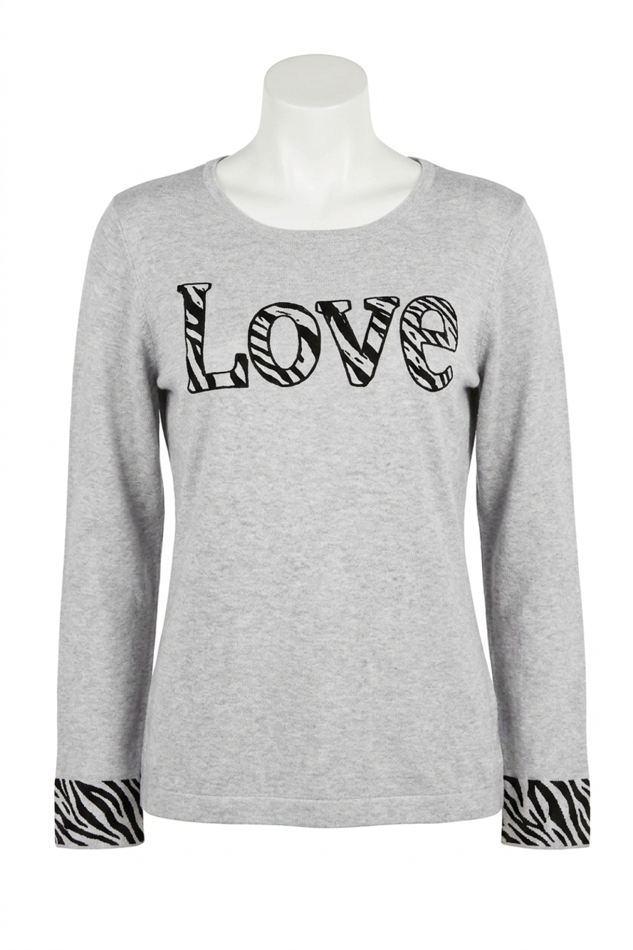 NEW ANGEL love scoop neck sweater in silver